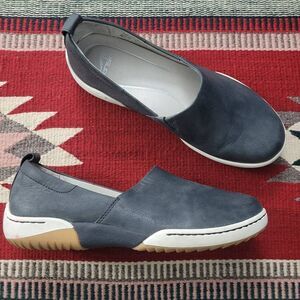Dansko Reba Vintage Nappa Leather Slip On Shoe‎ Sz 37 6.5-7 Navy Blue Comfort